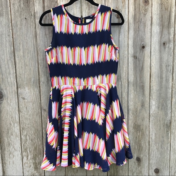 Maison Jules Paint Pattern Fit & Flare Dress Medium - Picture 1 of 6